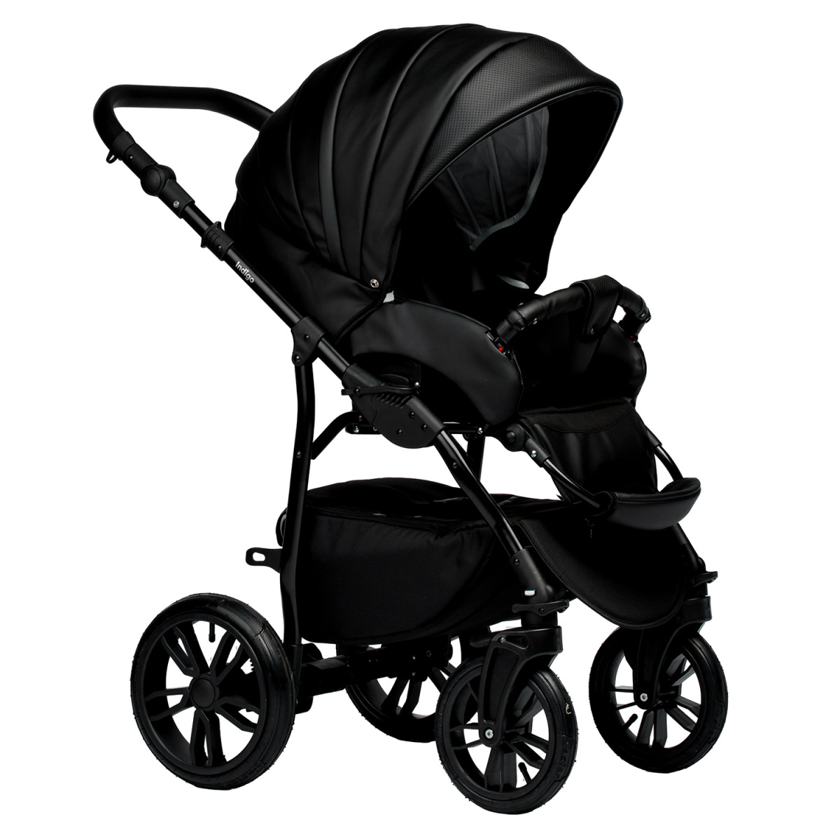 Коляска 2 в 1 Indigo Special, Is 03 (Черная кожа)