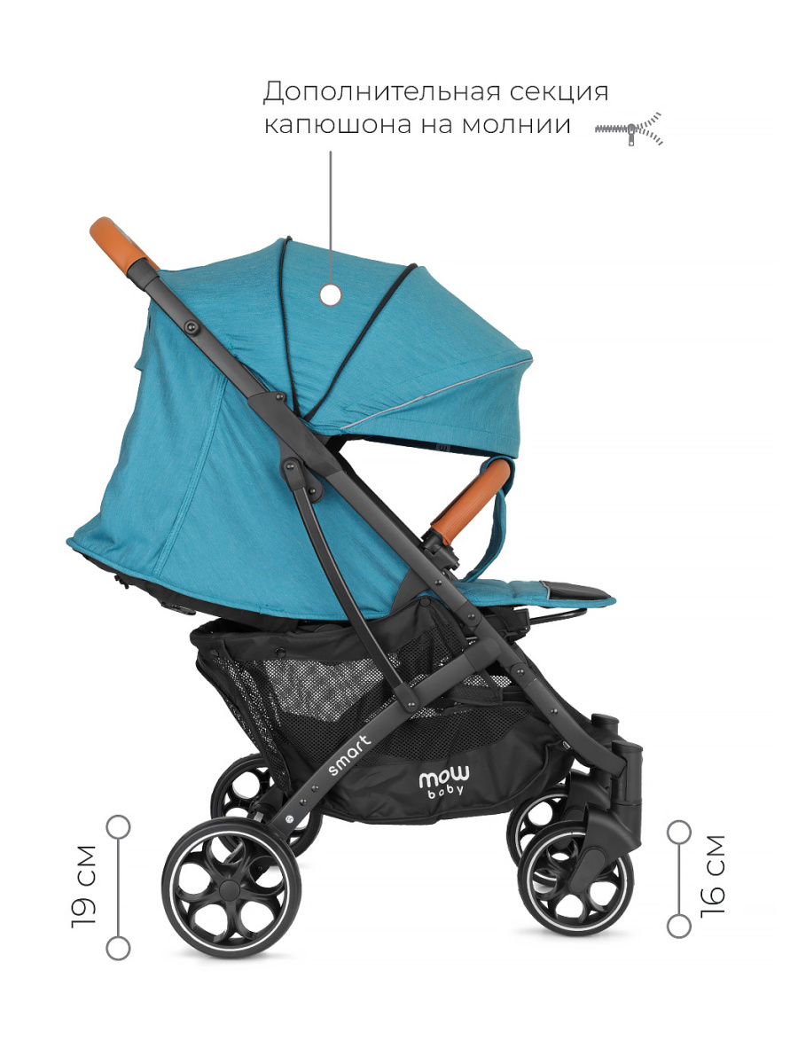 Коляска прогулочная Mowbaby Smart MB101 Aqua. Цвет: Голубой