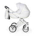Коляска 2 в 1 Indigo PORTO - Po 07 (белая кожа+белый узор)