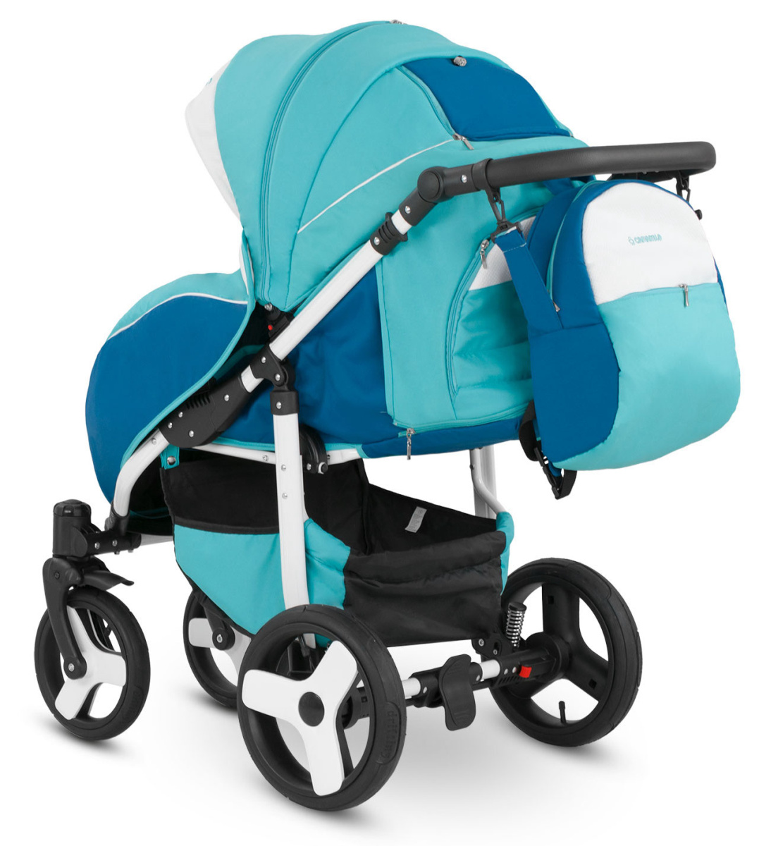 Прогулочная коляска Camarelo Elf белая рама бирюзовый/морская волна