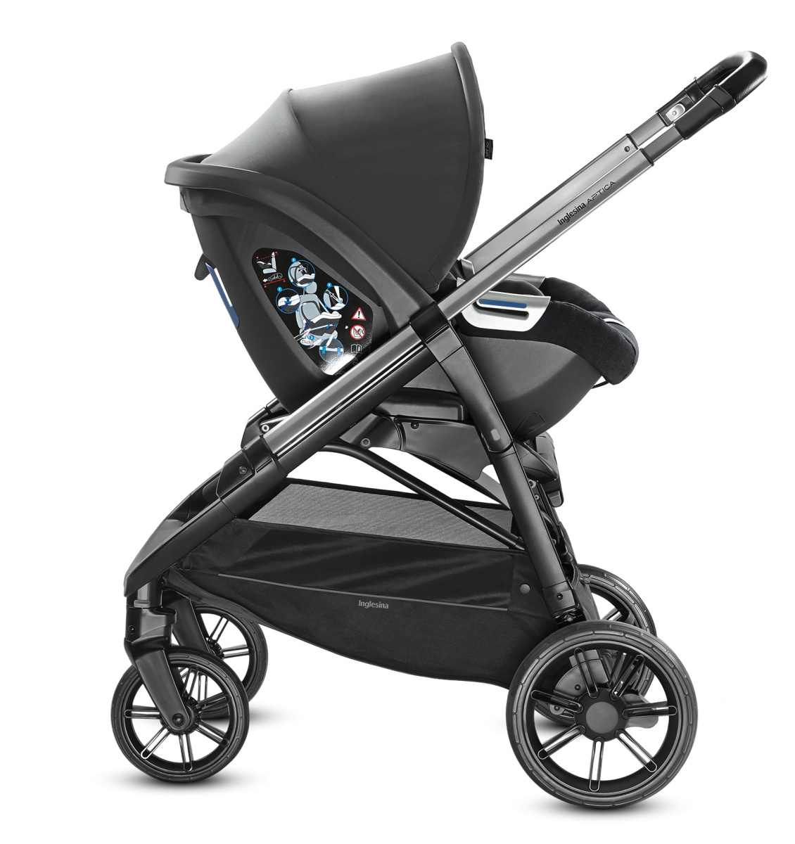 Коляска 3 в 1 Inglesina Aptica  с подставкой под люльку Stand Up, Mystic Black