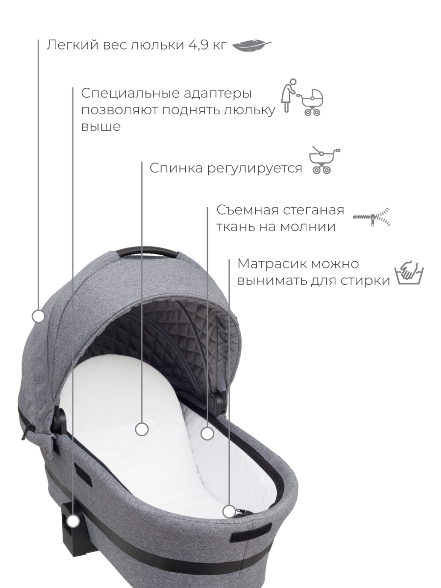 Коляска 3 в 1 Rant Flex Grand Koala Grey темно-серый