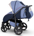 Прогулочная коляска Camarelo Elf экокожа черная рама синий джинс/серый
