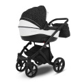 Коляска Camarelo Avenger 3 в 1 черный жаккард/белая экокожа