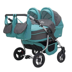 Коляска для двойни 2 в 1 Bart-Plast Fenix Duo 03 серо-бирюзовый