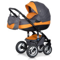 Коляска 3 в 1 Riko Bruno 06 серо-оранжевый
