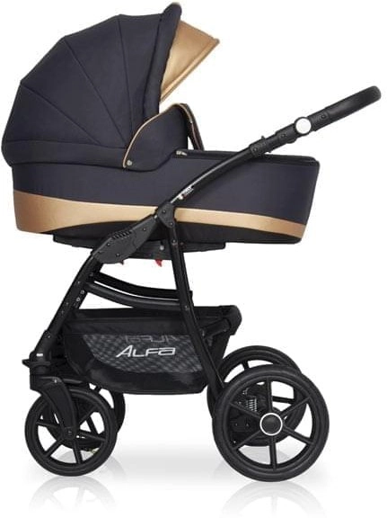 Коляска 2 в 1 Riko Basic Alfa Ecco 02 черно-золотистый