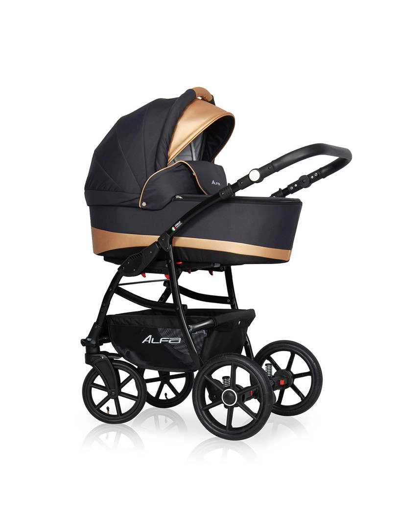 Коляска 2 в 1 Riko Basic Alfa Ecco 02 черно-золотистый