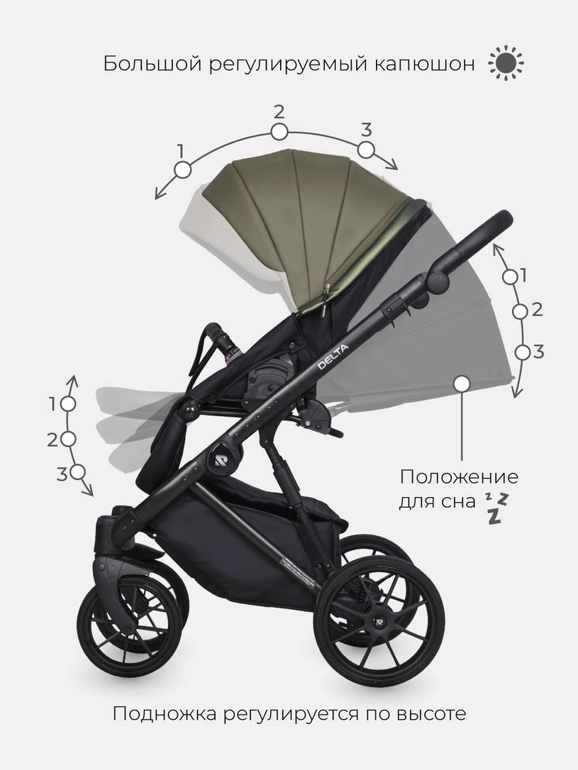 Коляска 2 в 1 RIKO BASIC DELTA ECCO 13 Olive