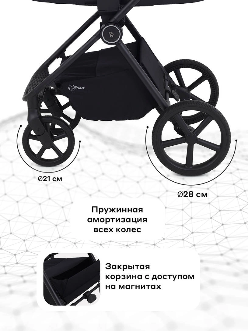 Коляска 2 в 1 Rant Teo Black