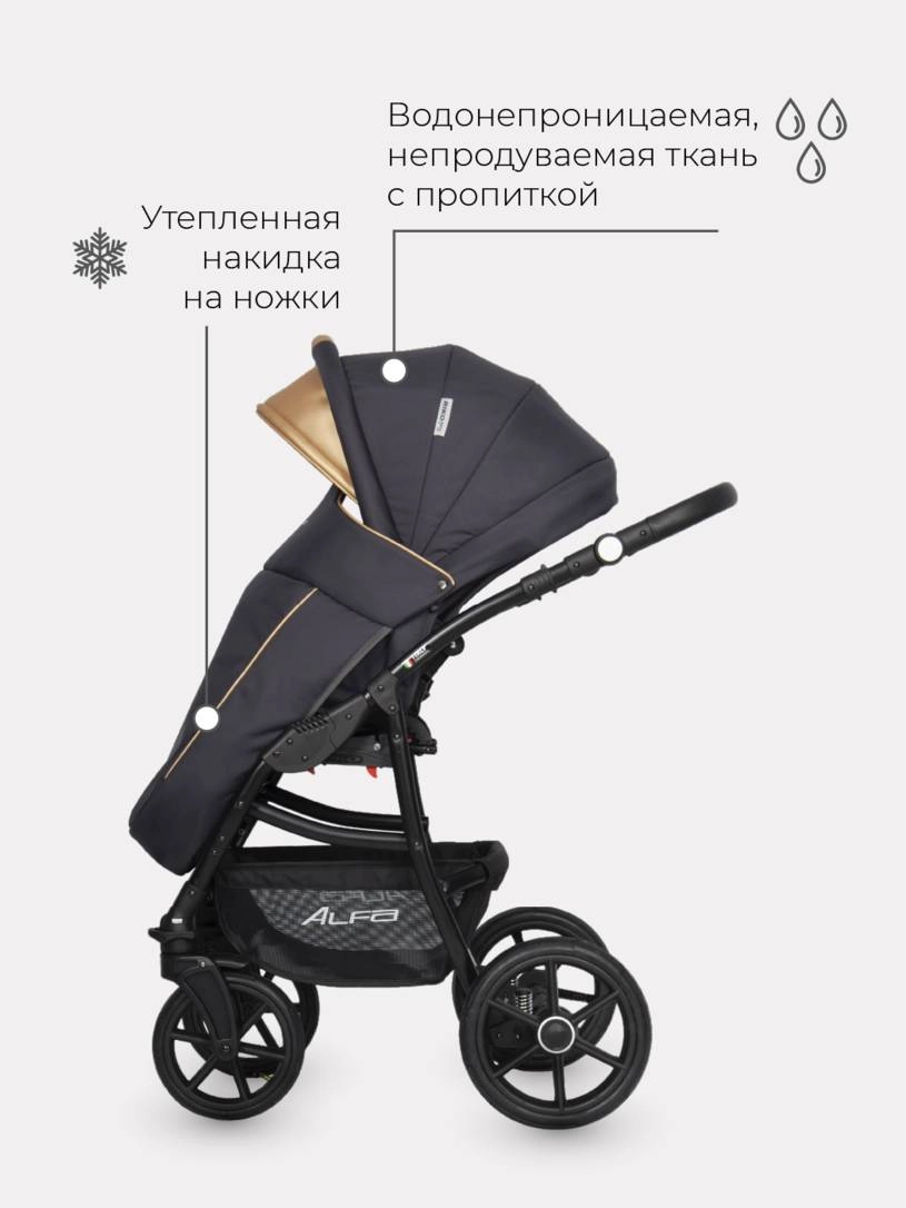 Коляска 2 в 1 Riko Basic Alfa Ecco 02 черно-золотистый
