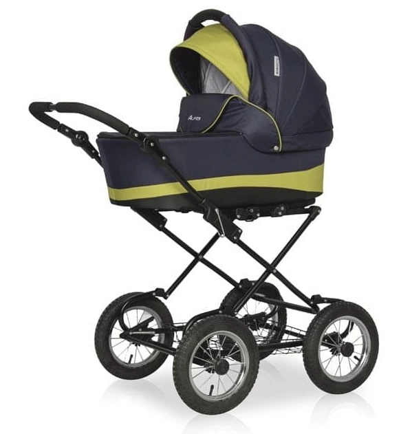 Коляска 2 в 1 Riko Basic Alfa Classic 01 черно-салатовый