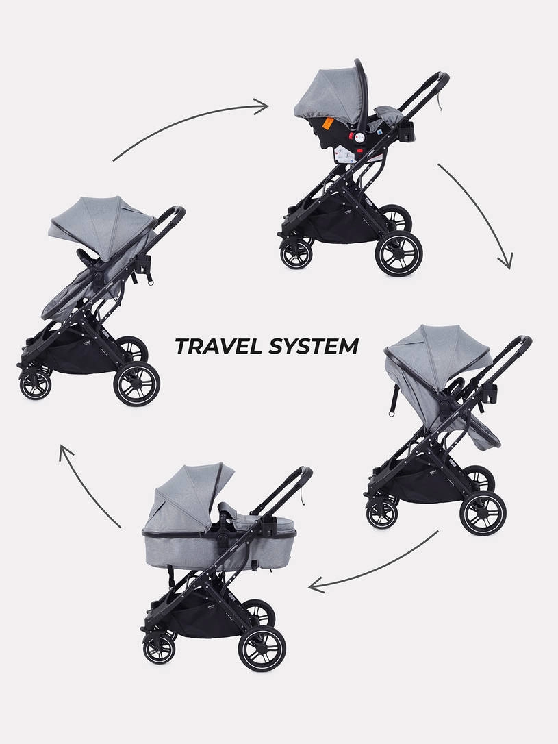 Коляска-трансформер 3 в 1 Mowbaby Jasper Grey