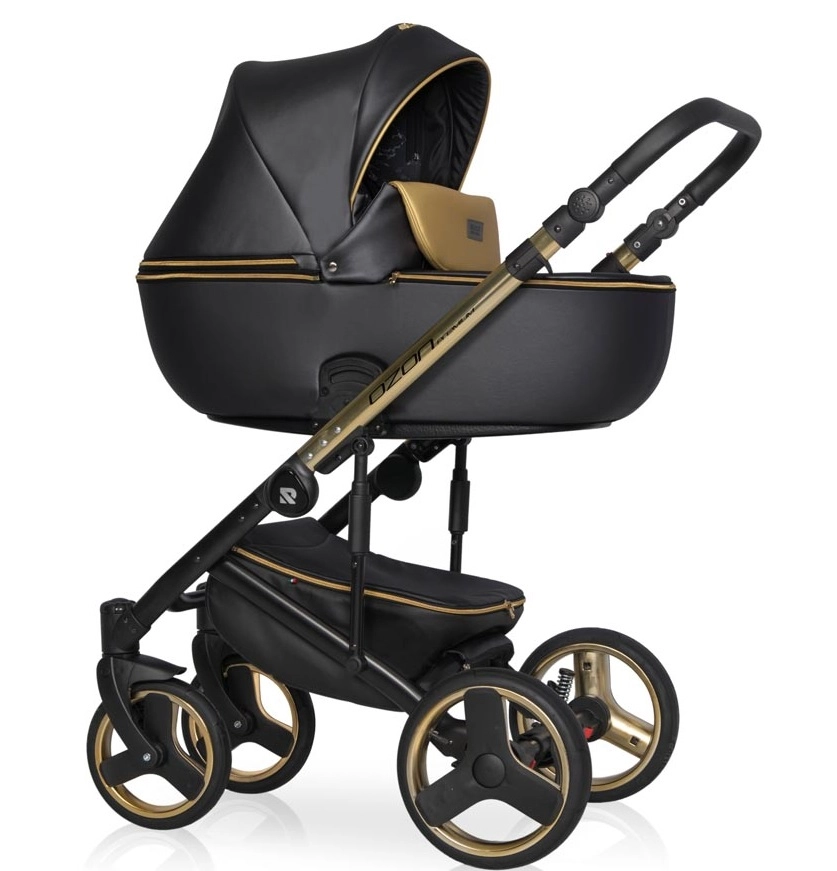 Коляска 2 в 1 Riko Basic Ozon Premium 34 чёрный-золотой