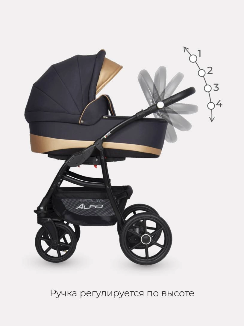 Коляска 2 в 1 Riko Basic Alfa Ecco 02 черно-золотистый