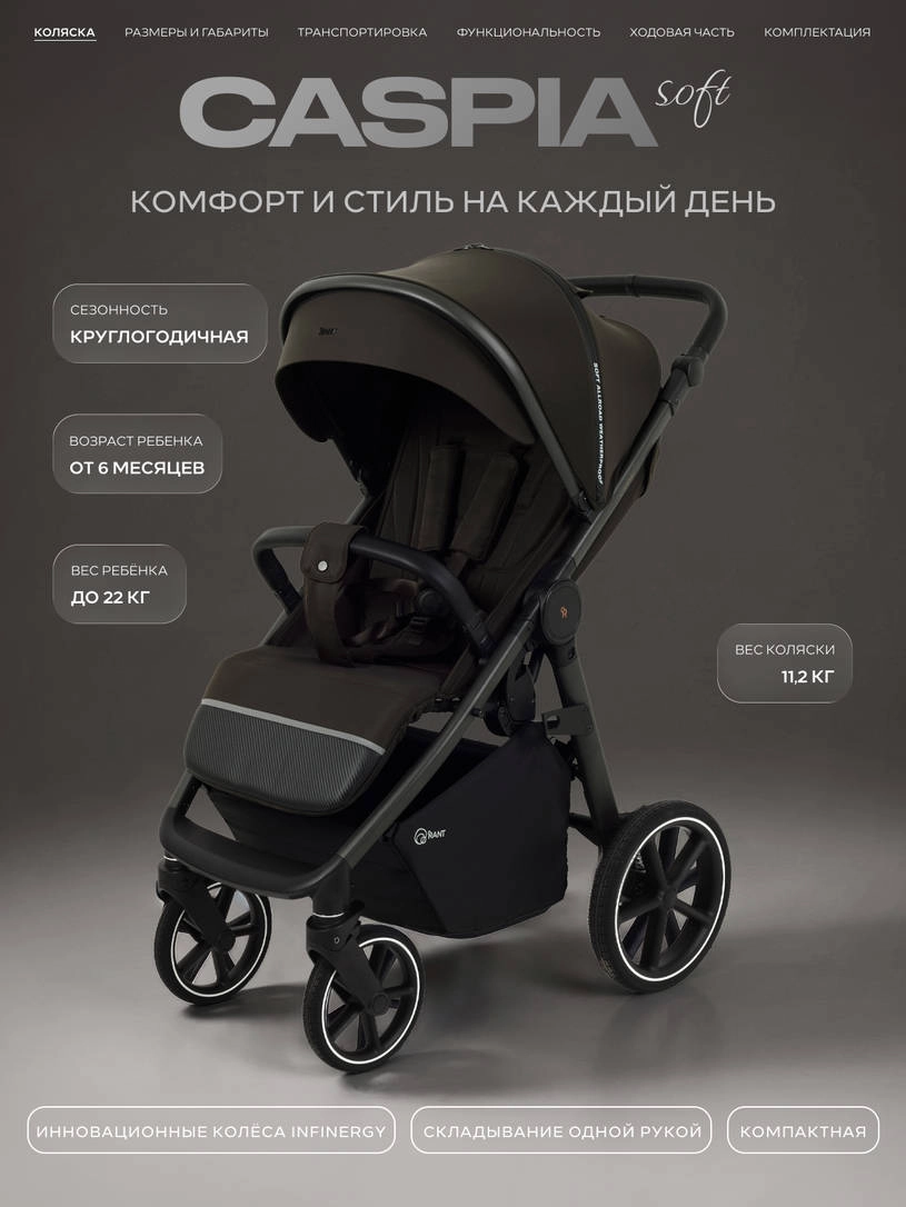 Коляска прогулочная Rant Caspia Soft 2026 Shine brown