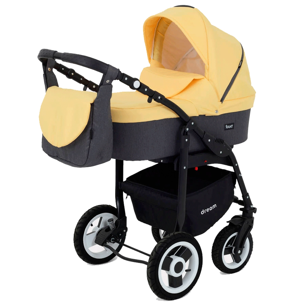 Коляска 3 в 1 Rant Dream 07 серый-желтый
