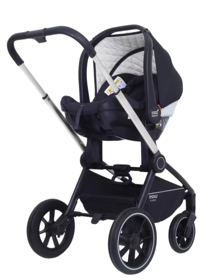Коляска 3 в 1 MOWBaby ZOOM PU RA087 Silver Black