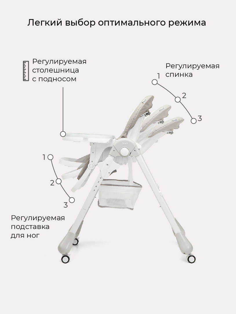 Стульчик для кормления Rant Cream mineral silver