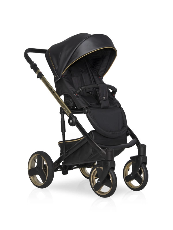 Коляска 2 в 1 Riko Basic Ozon Premium 34 чёрный-золотой