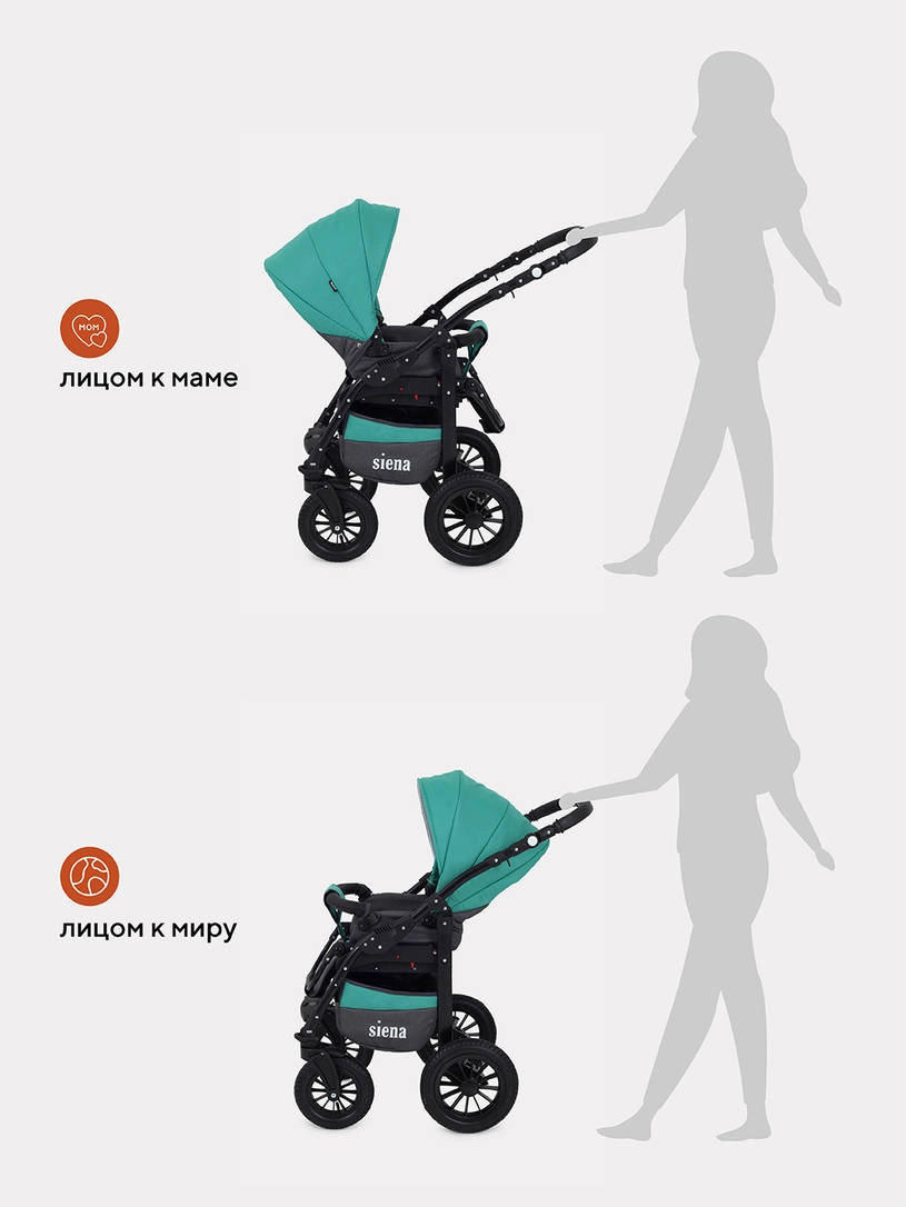 Коляска 2 в 1 Rant Siena 11 серый-темно-зеленый