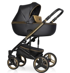 Коляска 2 в 1 Riko Basic Ozon Premium 34 чёрный-золотой