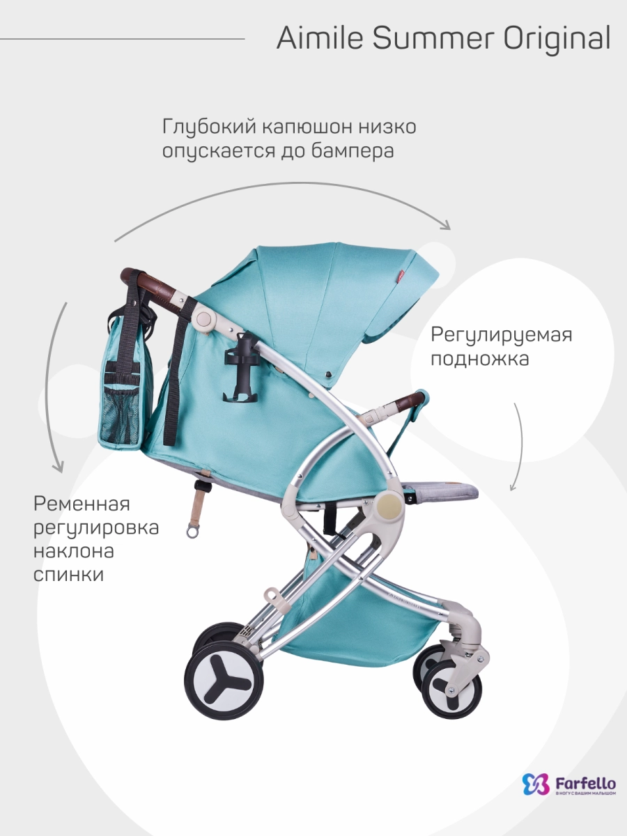 Коляска детская Farfello Aimile Summer Original (Pearl) Мятный ASP-3