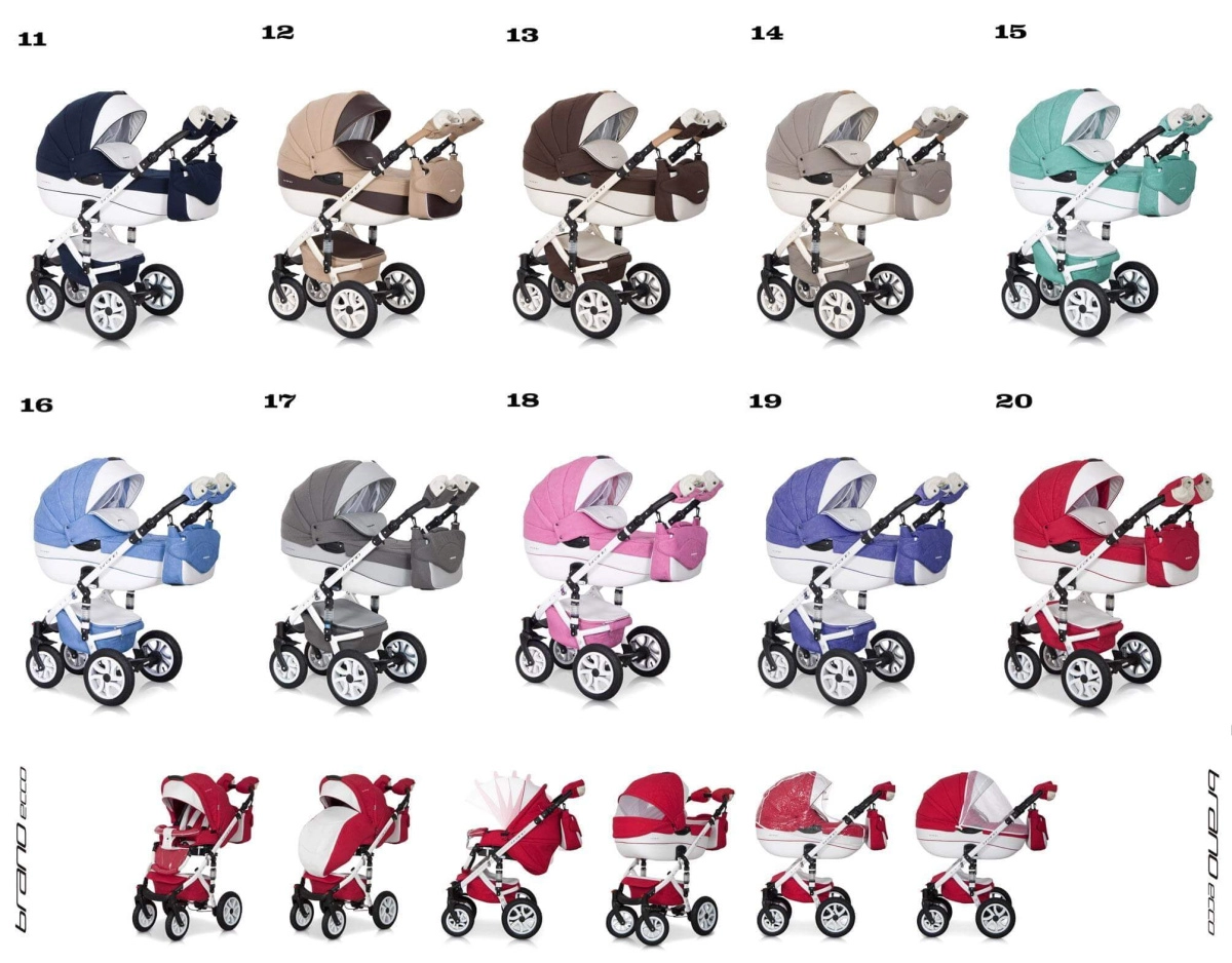 Коляска 3 в 1 Riko Bruno Ecco 15 бирюзовый