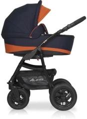 Коляска 3 в 1 Riko Basic Alfa 04 черно-оранжевый