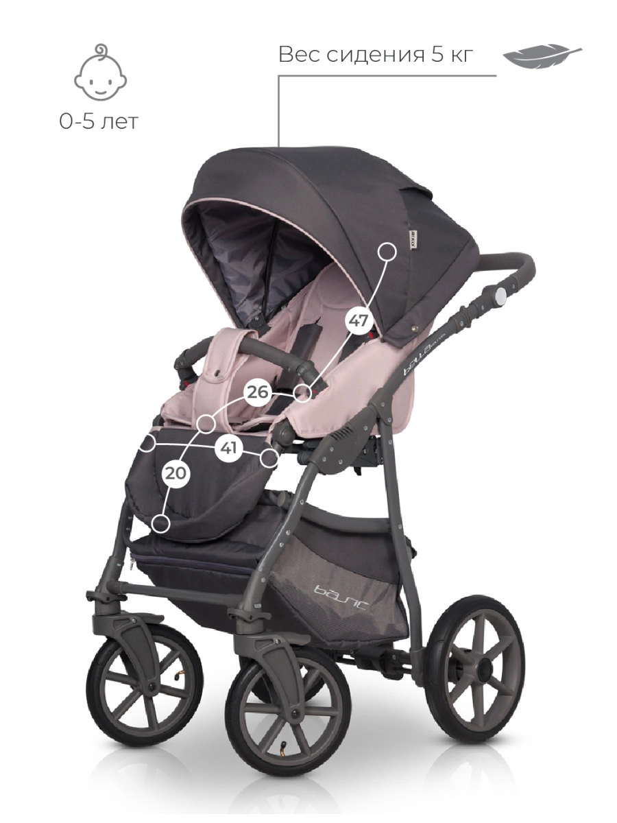 Коляска 3 в 1 Riko Basic Bella Pastel 03 розовый