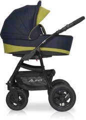 Коляска 3 в 1 Riko Basic Alfa 01 черно-салатовый