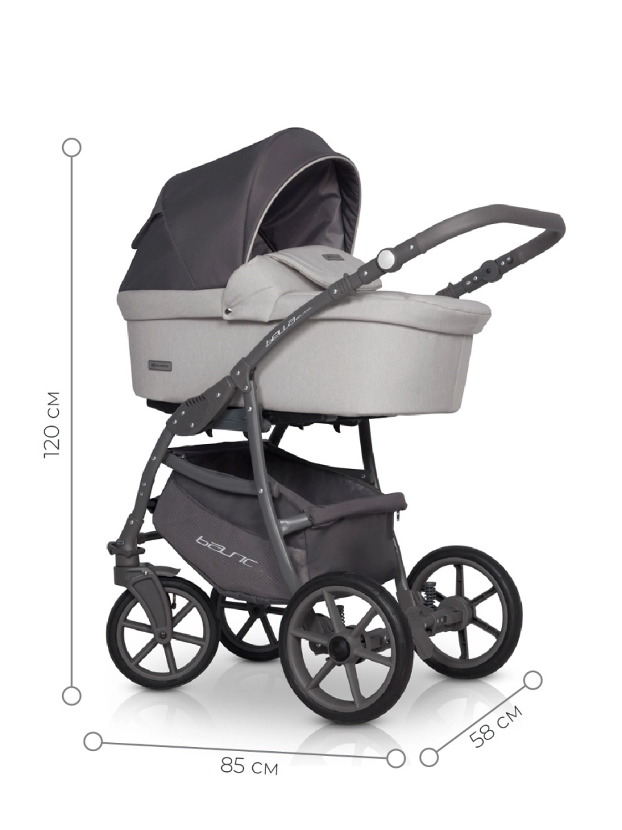 Коляска 3 в 1 Riko Basic Bella Pastel 01 серый