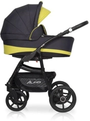 Коляска 2 в 1 Riko Basic Alfa Ecco 10 черно-салатовый