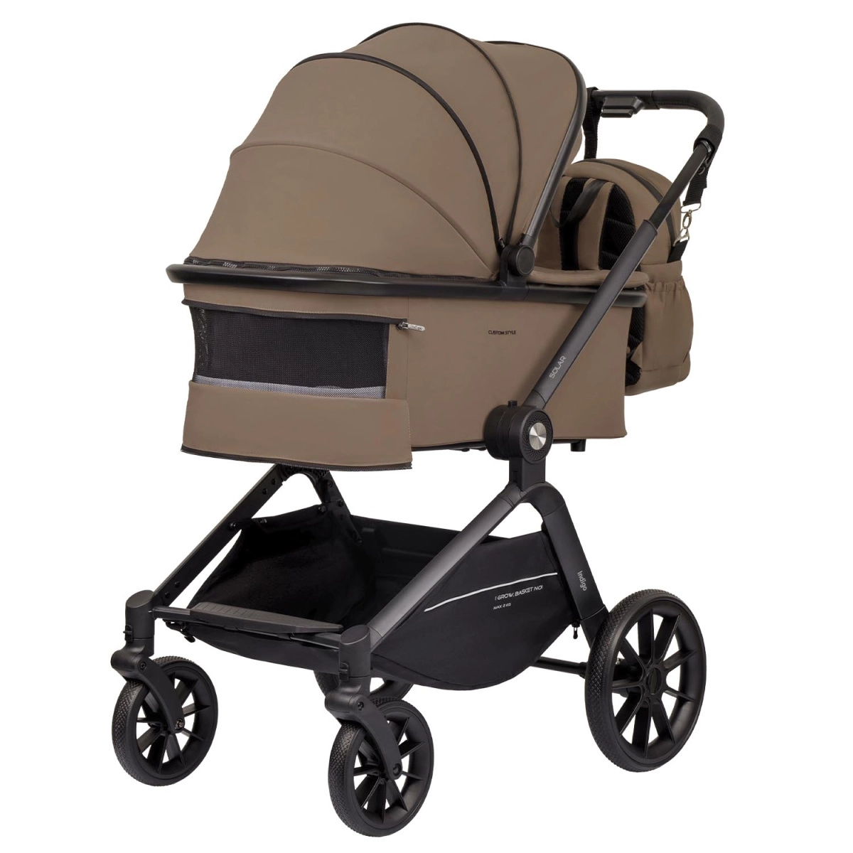 Коляска 2 в 1 Indigo SOLAR темно-бежевый