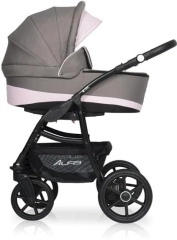Коляска 2 в 1 Riko Basic Alfa Ecco 09 серо-розовый