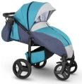 Прогулочная коляска Camarelo Elf экокожа черная рама голубой джинс/серый